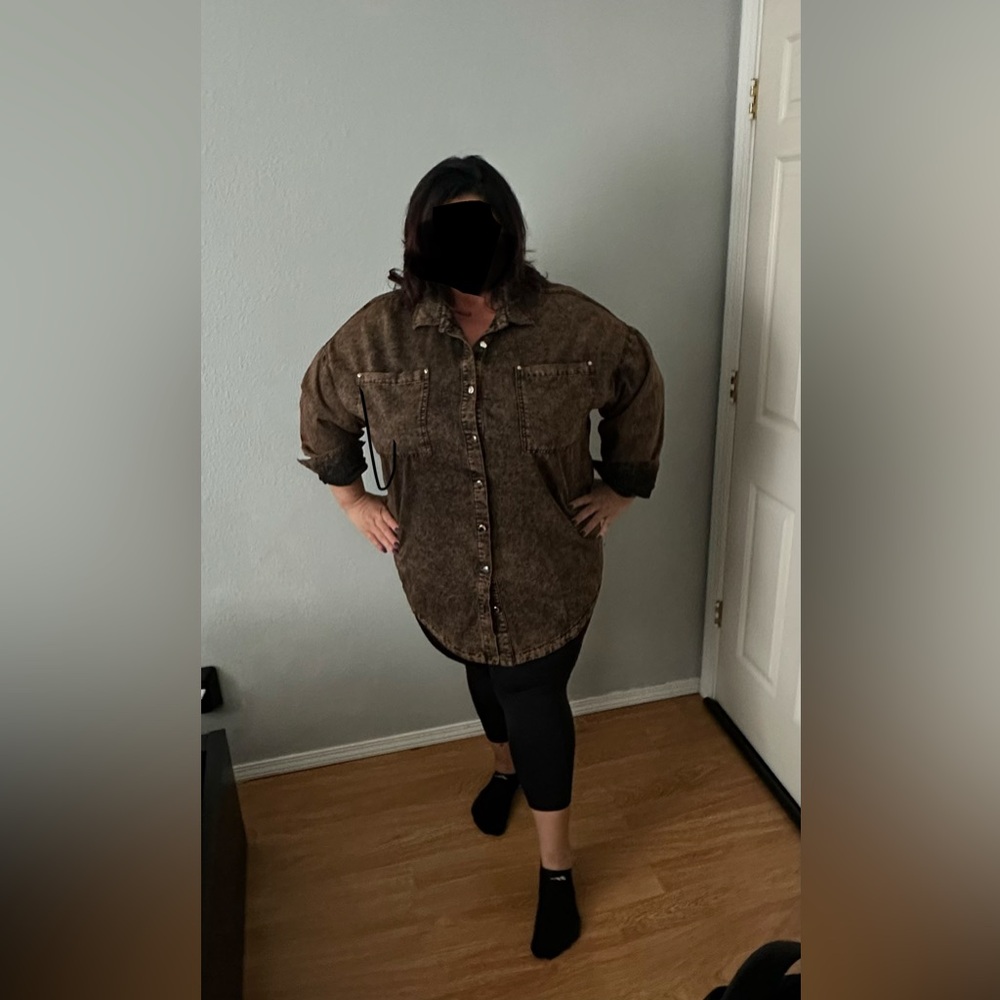 Beautiful  plus size denim shirt .